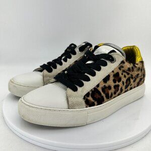 Zadig Voltaire Women Sz EU 39 US 8 Brown Leopard Faux Fur Leather Comfort Shoes